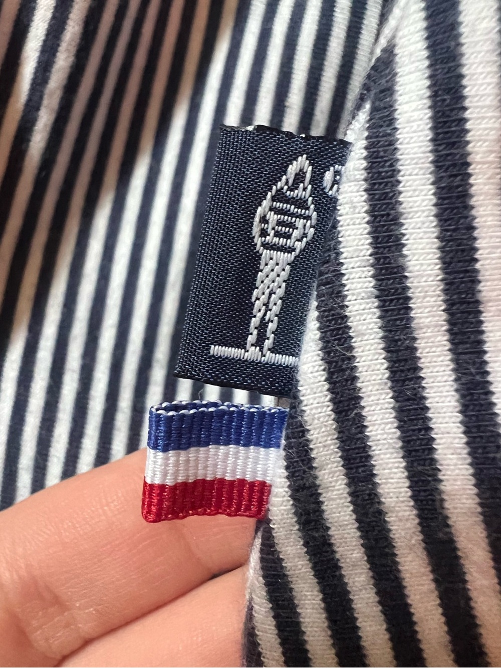 Striped Elastic-Waist Midi Skirt - Navy & White - Picture 4 of 4